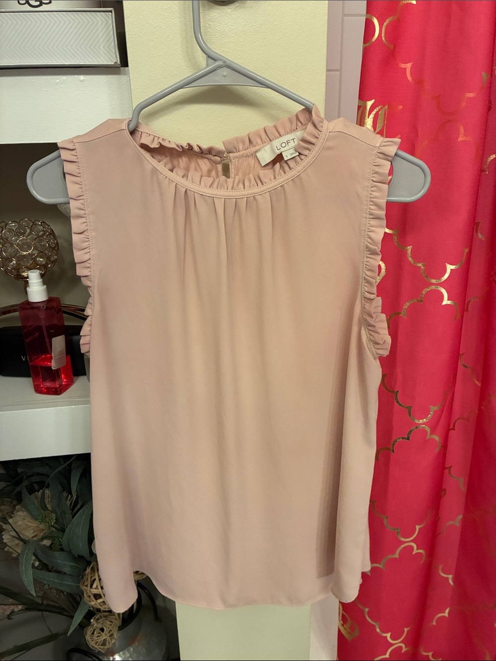 LOFT Blush Ruffle-Trim Sleeveless Camisole